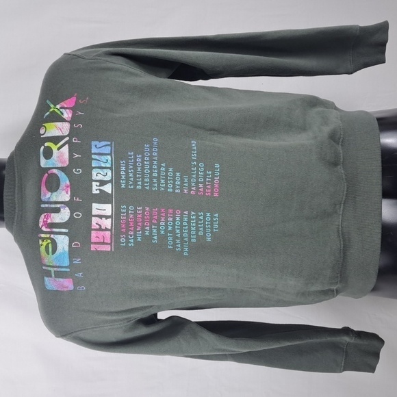Jimi Hendrix retro 1970 tour double sided graphic grey SM rock band sweatshirt - Picture 3 of 5